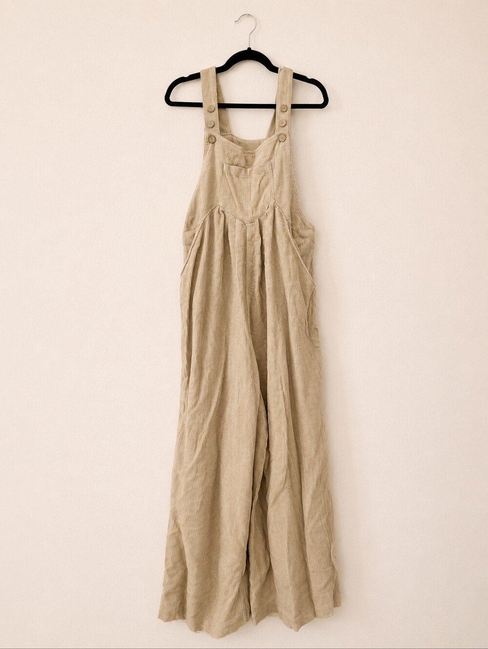BiBi Tan Corduroy Boho Overalls | Size XL